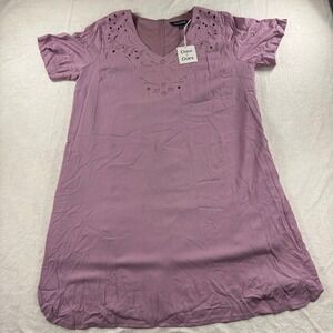 Davi &‎ Dani NWT Women's 1XL Purple Dress Short Sleeve V Neck Casual Career